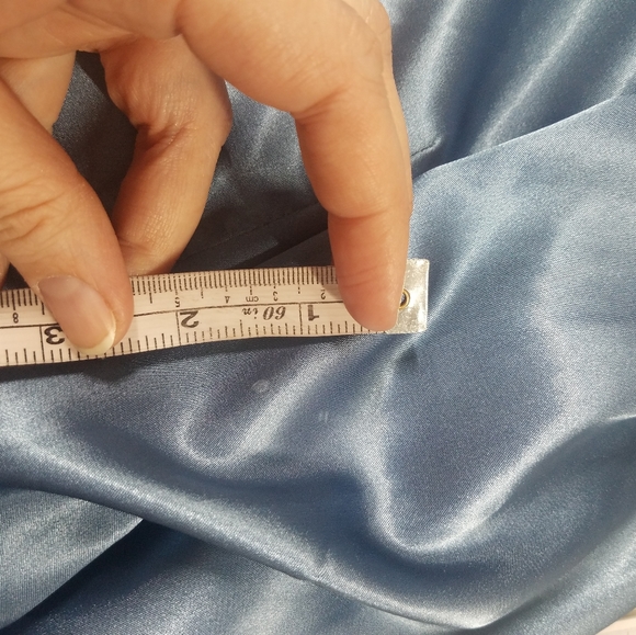 Jaclyn Smith Blue Satin Button Down Blouse - Picture 12 of 12